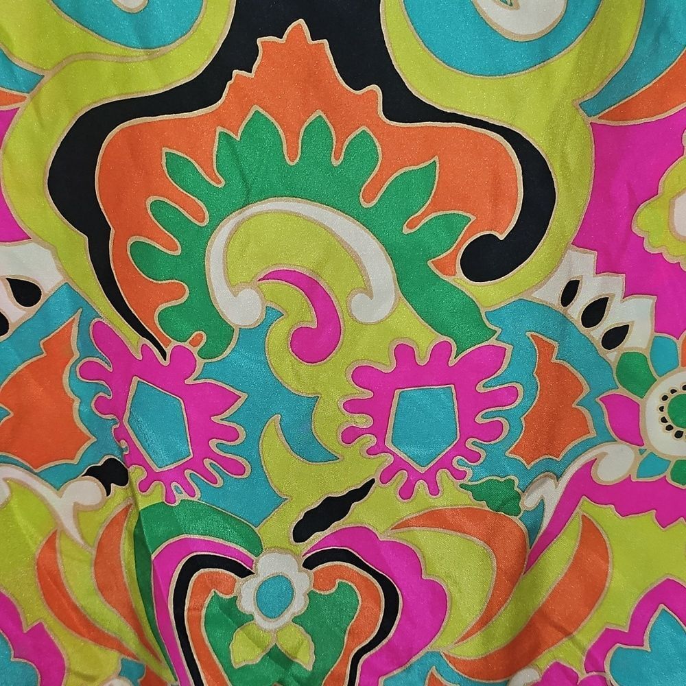 Alice & Trixie Colorful Long Sleeve Retro‎ Floral Silk Dress Size Medium - Picture 4 of 7